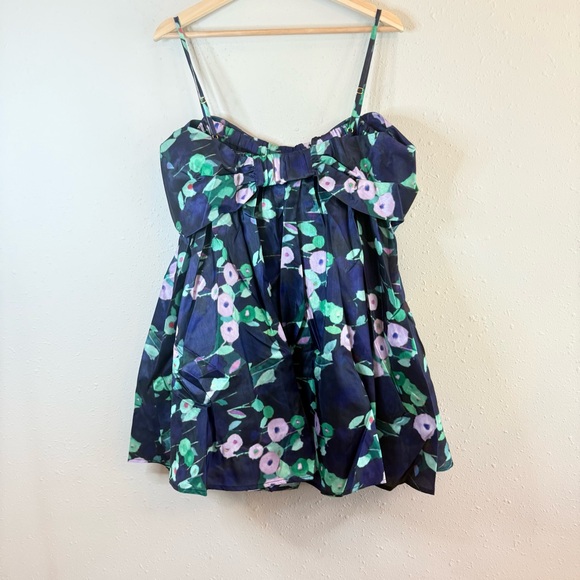 Hutch Bow Navy Multi Floral Babydoll Mini Dress Size Large NWT - Picture 14 of 14